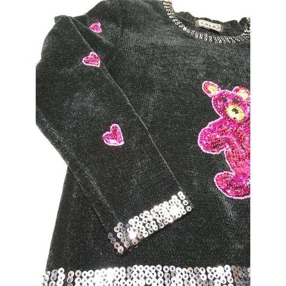 Vintage Berek Pink Sequin Teddy Bear/Heart Sweater (Valentines Day) size Medium - Picture 7 of 12